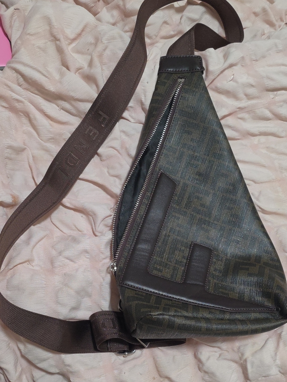 FENDI Polyester Crossbody Bag Shoulder Bag Men's Brown